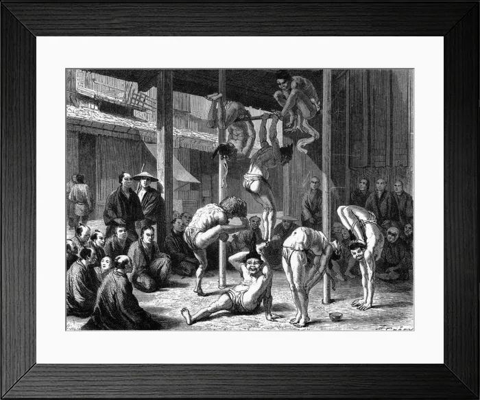 Framed Print : JAPANESE GYMNASTS 1860S Framed Print : JAPANESE GYMNASTS 1860S