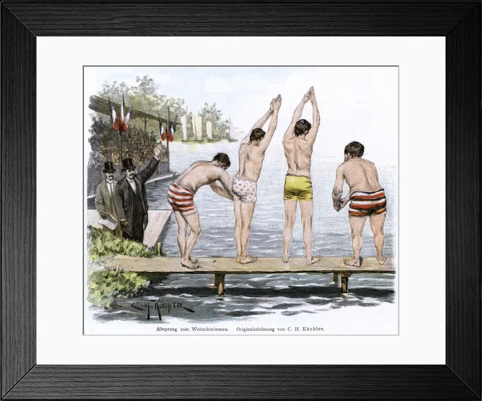 Framed Print : DIVING AT RACE START
