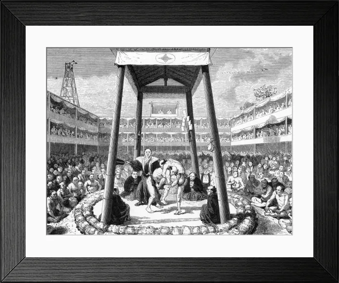 Framed Print : JAPANESE WRESTLING 1865 Framed Print : JAPANESE WRESTLING 1865
