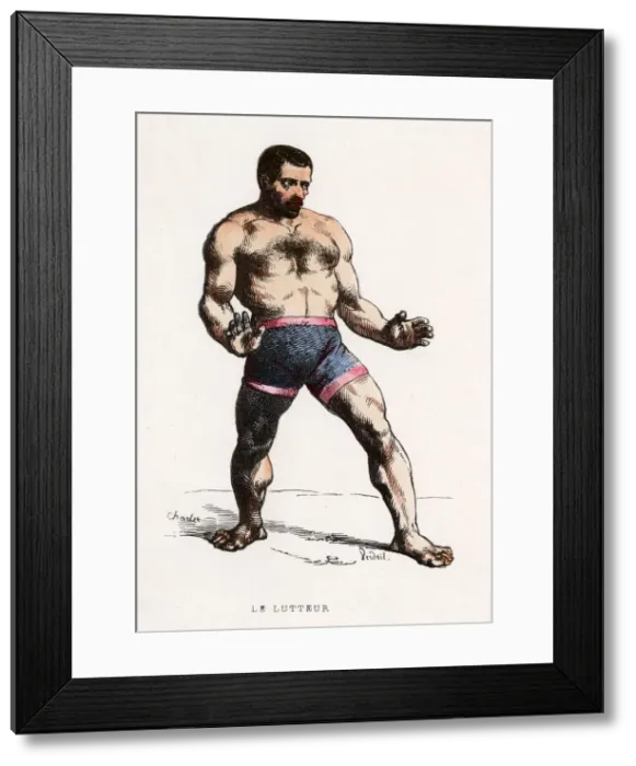 Framed Print : FRENCH WRESTLER 1850 Framed Print : FRENCH WRESTLER 1850