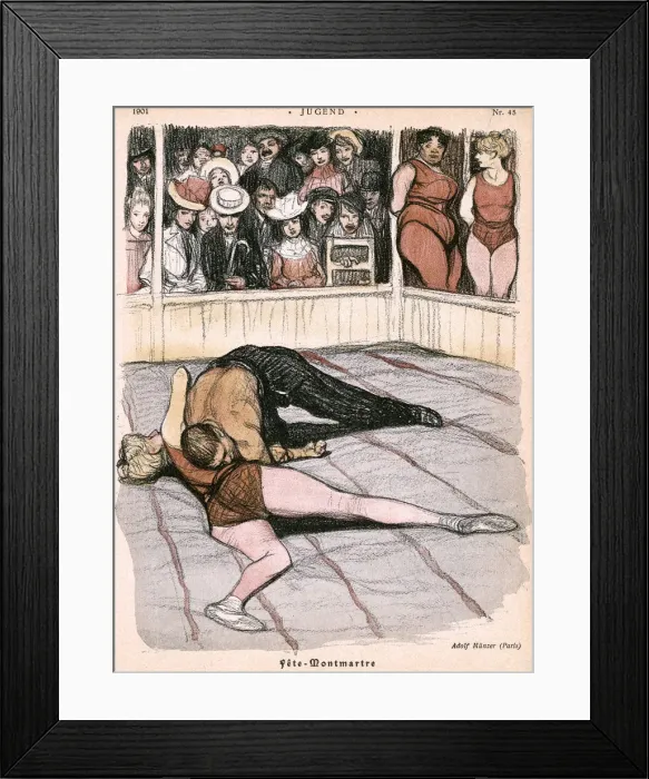 Framed Print : MONTMARTRE WRESTLING Framed Print : MONTMARTRE WRESTLING