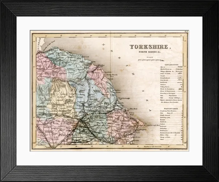 Framed Print : MAP / YORKSHIRE / NORTH 1857 Framed Print : MAP / YORKSHIRE / NORTH 1857