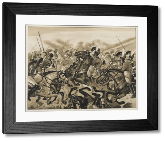 Framed Print : Charge of the first Life Guards at the Battle of Waterloo Framed Print : Charge of the first Life Guards at the Battle of Waterloo