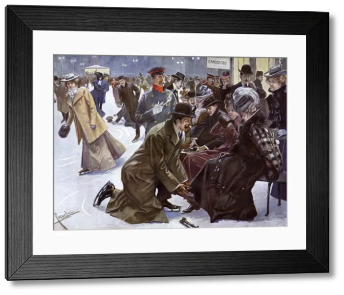 Framed Print : SKATING AT RINK 1907 Framed Print : SKATING AT RINK 1907