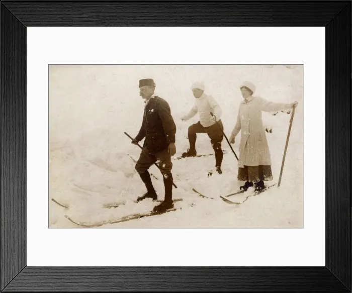 Framed Print : 3 SKIERS C1900 Framed Print : 3 SKIERS C1900
