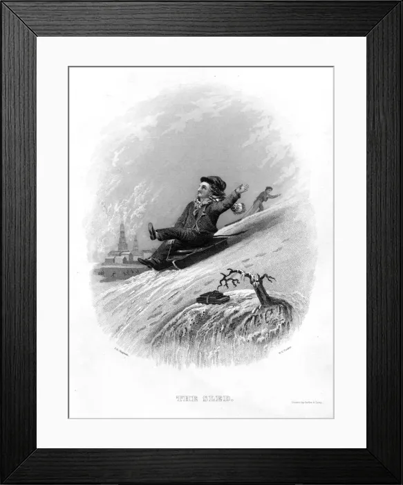 Framed Print : BOY SLEDGING 1842 Framed Print : BOY SLEDGING 1842