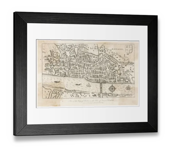Framed Print : MAP / LONDON / CITY LATE 16C Framed Print : MAP / LONDON / CITY LATE 16C