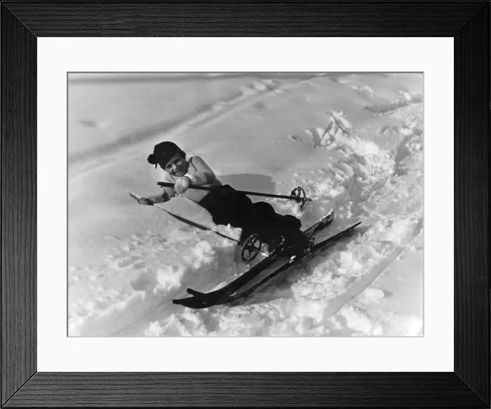 Framed Print : SKIING BOY 1930S Framed Print : SKIING BOY 1930S