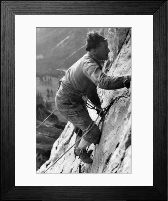 Framed Print : MAN CLIMBS STEEPLY 1930S Framed Print : MAN CLIMBS STEEPLY 1930S