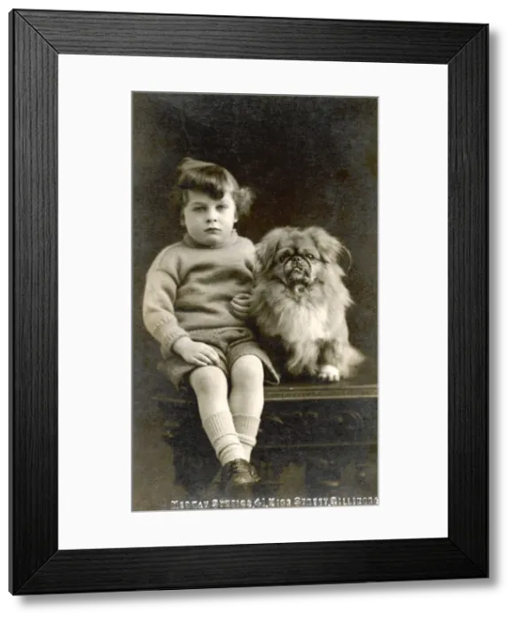 Framed Print : CHILD WITH PEKINGESE Framed Print : CHILD WITH PEKINGESE