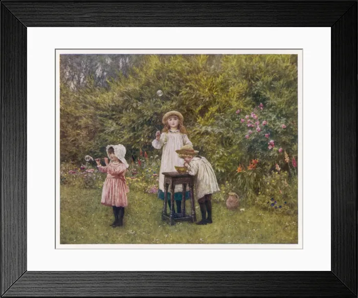 Framed Print : CHILDREN BLOWING BUBBLES Framed Print : CHILDREN BLOWING BUBBLES
