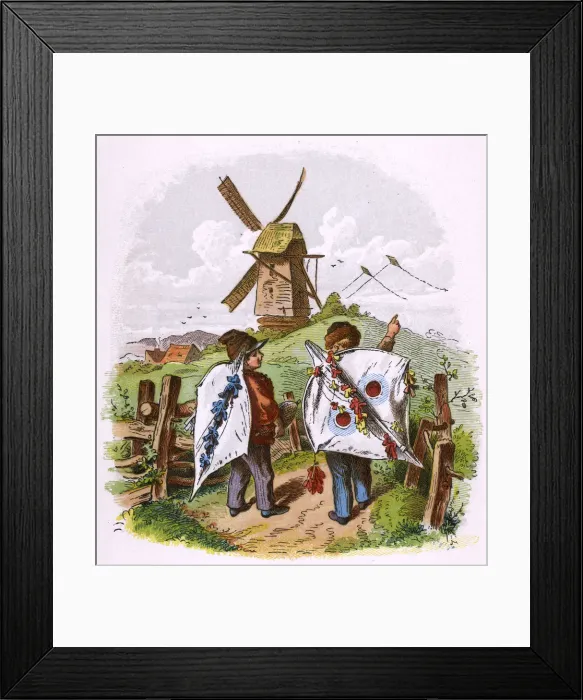 Framed Print : KITE FLYING C1860 Framed Print : KITE FLYING C1860