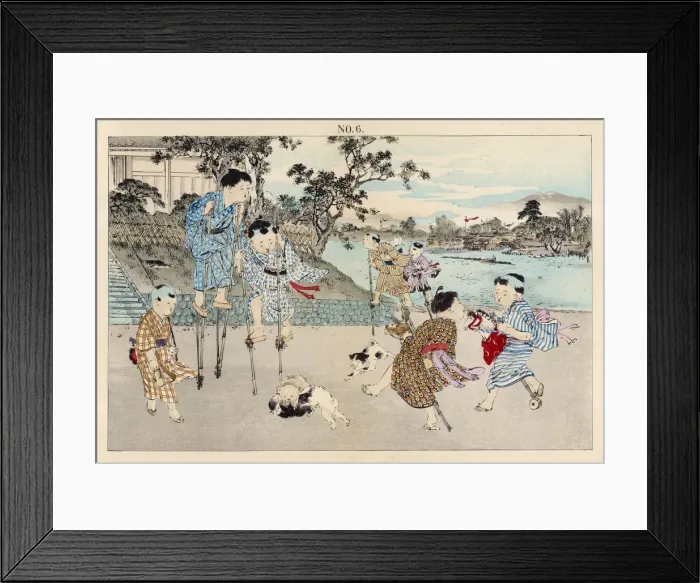 Framed Print : JAPANESE KIDS ON STILTS Framed Print : JAPANESE KIDS ON STILTS