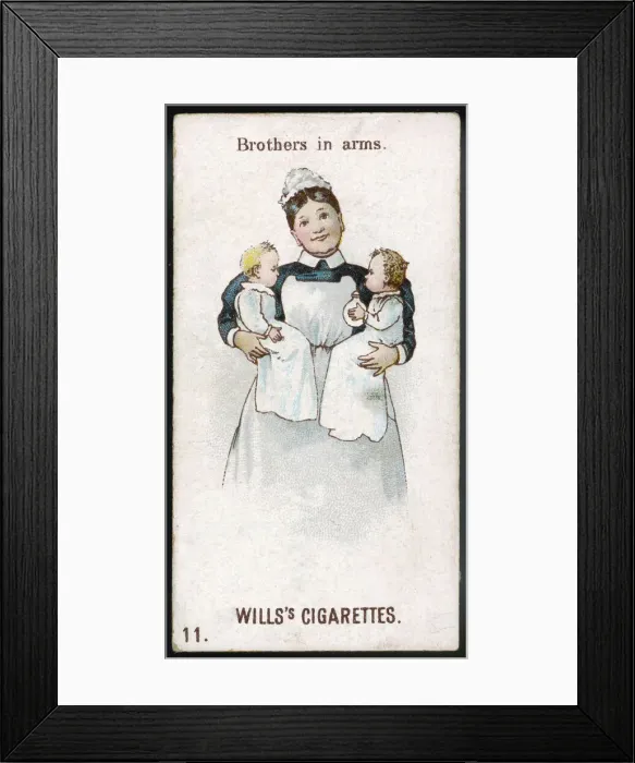 Framed Print : NURSE HOLDS TWINS Framed Print : NURSE HOLDS TWINS