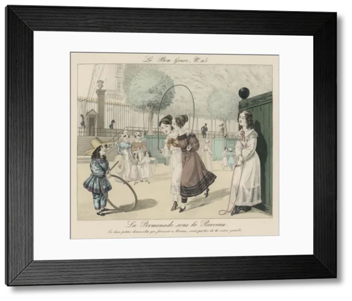 Framed Print : GIRLS SKIPPING IN PARK Framed Print : GIRLS SKIPPING IN PARK