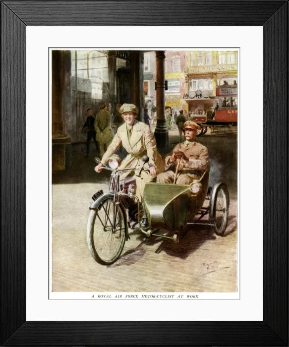 Framed Print : Female WaC RAF motor-cyclist at work 1918 Framed Print : Female WaC RAF motor-cyclist at work 1918
