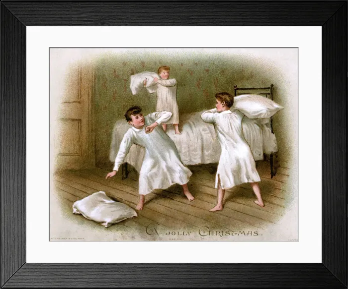 Framed Print : GAME / PILLOW FIGHT C1885 Framed Print : GAME / PILLOW FIGHT C1885