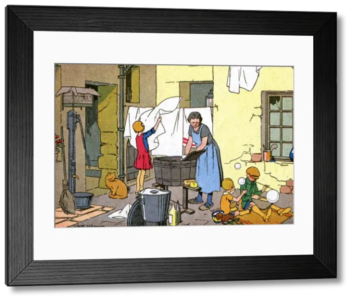 Framed Print : SOCIAL / WASHING DAY 1920 Framed Print : SOCIAL / WASHING DAY 1920