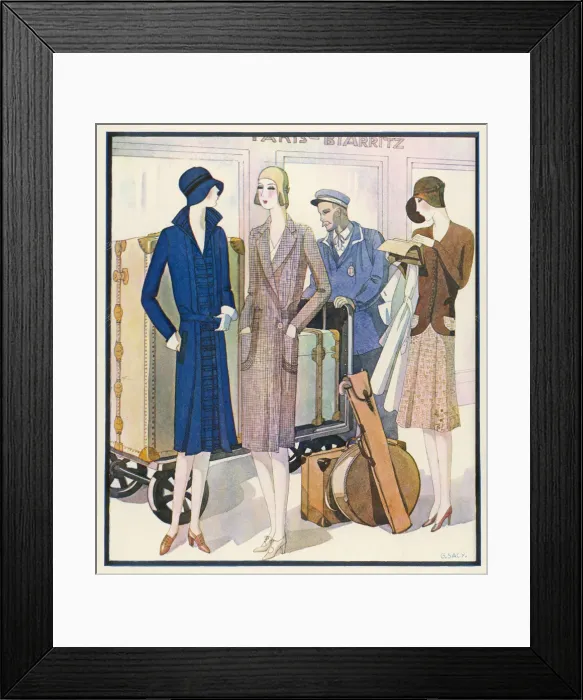 Framed Print : Three travelling ladies 1929 Framed Print : Three travelling ladies 1929