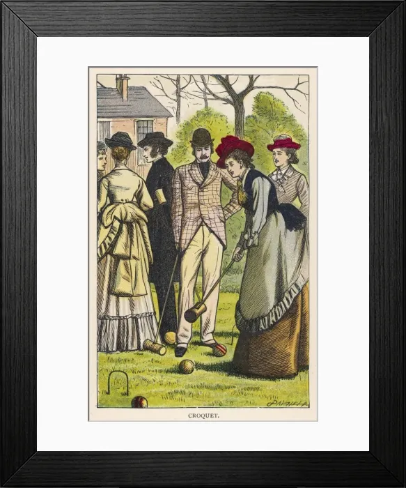 Framed Print : SOCIAL / CROQUET IN GARDEN Framed Print : SOCIAL / CROQUET IN GARDEN