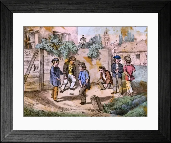 Framed Print : GAMES / BOYS / MARBLES 19C Framed Print : GAMES / BOYS / MARBLES 19C