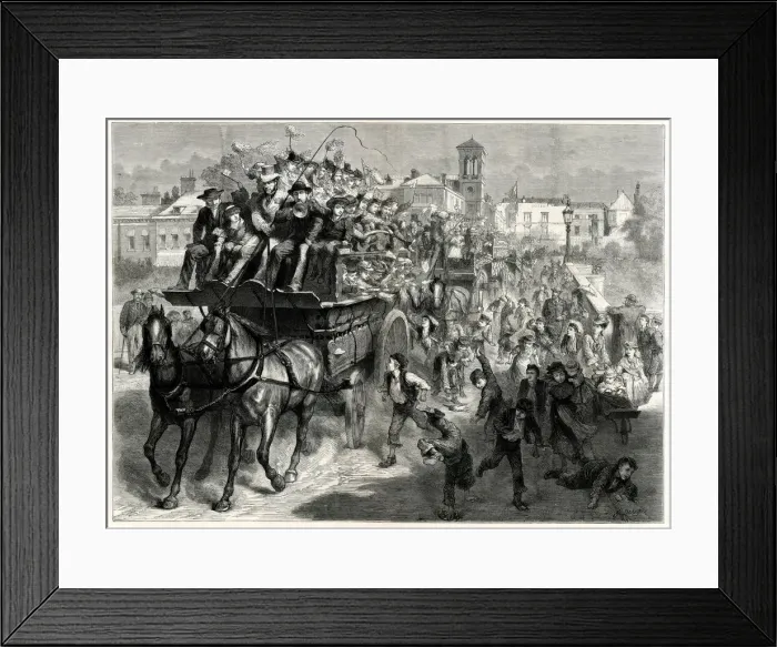 Framed Print : London children on a coach trip to the country 1876 Framed Print : London children on a coach trip to the country 1876