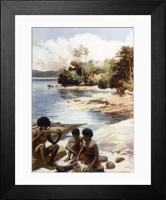 Framed Print : PAPUA DINNER ON SHORE Framed Print : PAPUA DINNER ON SHORE