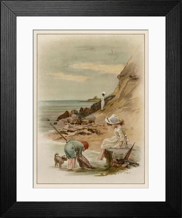 Framed Print : CHILDREN / SEASIDE FISHING Framed Print : CHILDREN / SEASIDE FISHING