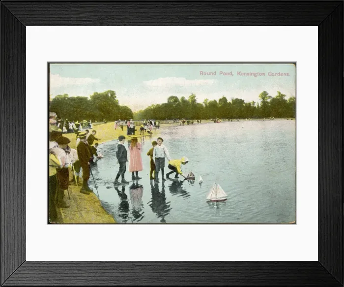 Framed Print : CHILDREN / ROUND POND 1908 Framed Print : CHILDREN / ROUND POND 1908