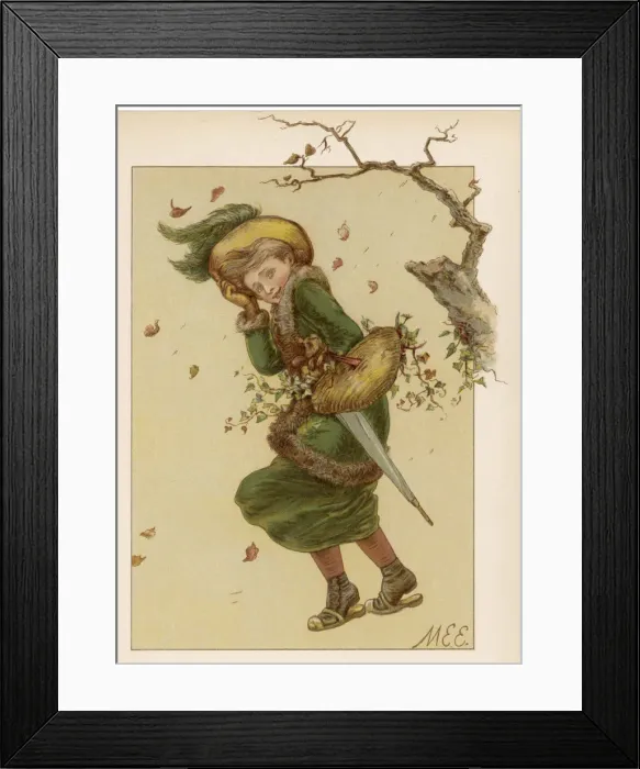 Framed Print : CHILDREN / WINDY DAY 1880 Framed Print : CHILDREN / WINDY DAY 1880