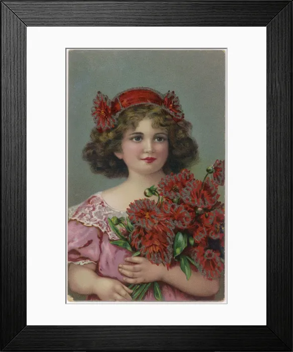 Framed Print : GIRL WITH RED FLOWERS Framed Print : GIRL WITH RED FLOWERS