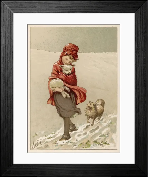 Framed Print : GIRL / DOG RESCUE LAMB 19C Framed Print : GIRL / DOG RESCUE LAMB 19C