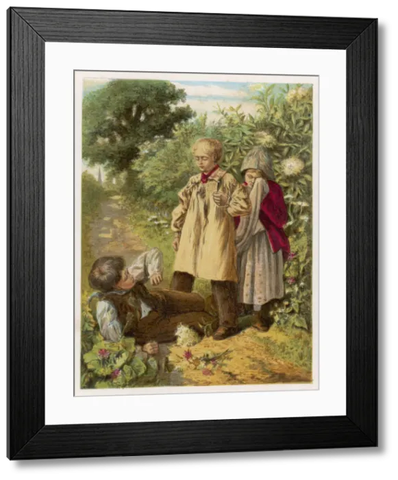 Framed Print : BOYS FIGHTING 1869 Framed Print : BOYS FIGHTING 1869