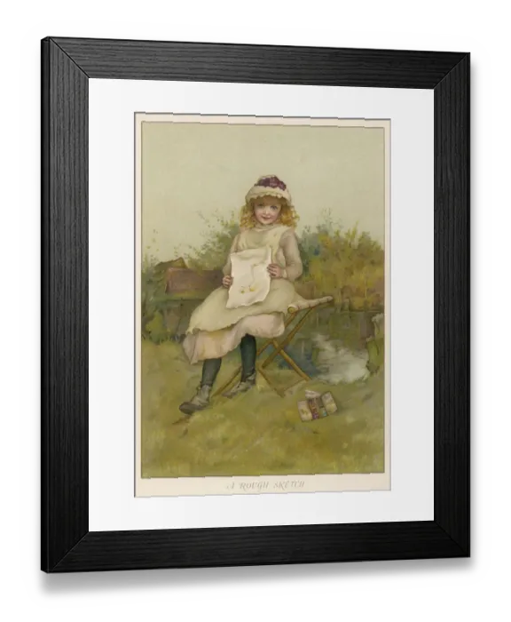 Framed Print : GIRL WITH DRAWING C1890