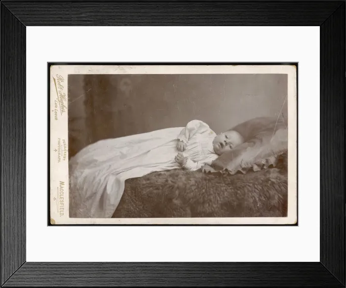Framed Print : BABY LYING DOWN C1890 Framed Print : BABY LYING DOWN C1890