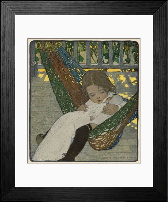 Framed Print : Girl in Hammock - Doll Framed Print : Girl in Hammock - Doll