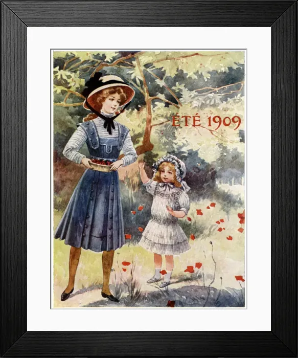 Framed Print : GIRLS IN GARDEN 1909 Framed Print : GIRLS IN GARDEN 1909