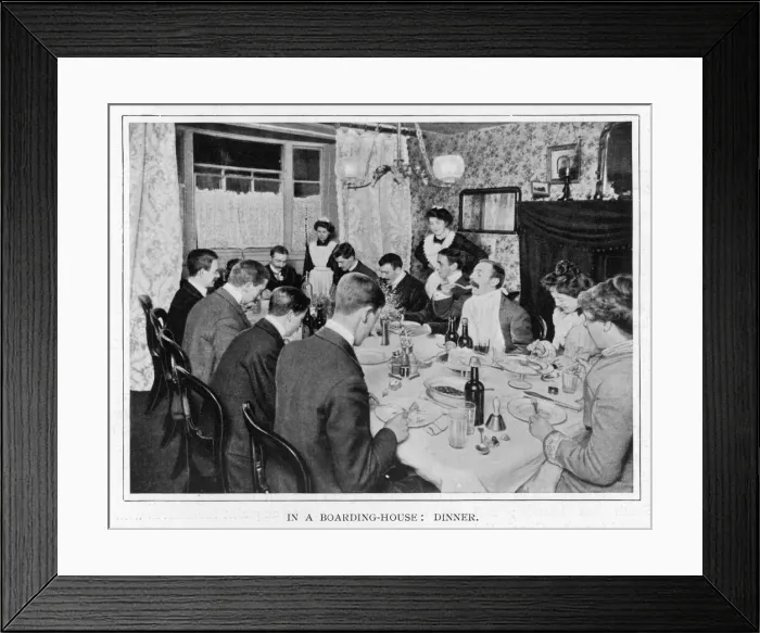Framed Print : BOARDING HOUSE DINNER Framed Print : BOARDING HOUSE DINNER