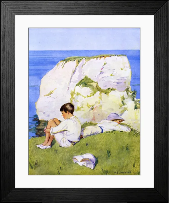 Framed Print : BOYS ON CLIFF 1922