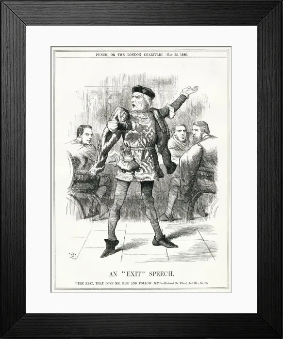 Framed Print : Cartoon, An Exit Speech (Gladstone) Framed Print : Cartoon, An Exit Speech (Gladstone)