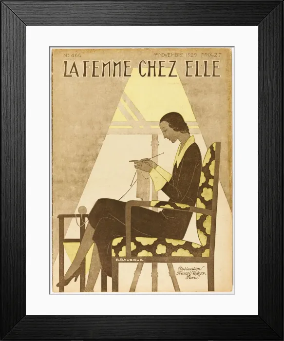 Framed Print : WOMAN KNITTING 1929 Framed Print : WOMAN KNITTING 1929