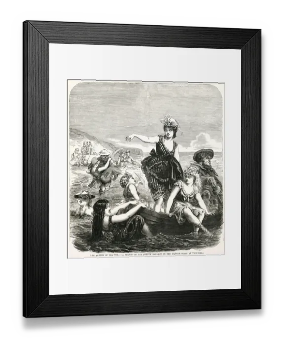 Framed Print : Bathing women at Trouville, France 1870