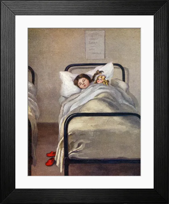 Framed Print : GIRL ASLEEP WITH DOLL Framed Print : GIRL ASLEEP WITH DOLL