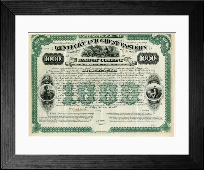 Framed Print : Kentucky Railroad Shares Framed Print : Kentucky Railroad Shares