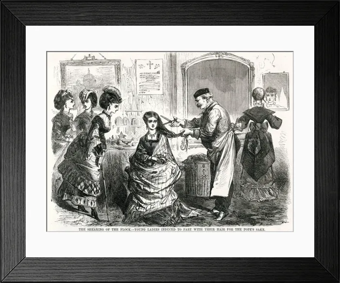 Framed Print : Donating hair to pope 1870 Framed Print : Donating hair to pope 1870