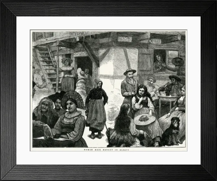 Framed Print : Human hair market in Alsace 1871 Framed Print : Human hair market in Alsace 1871