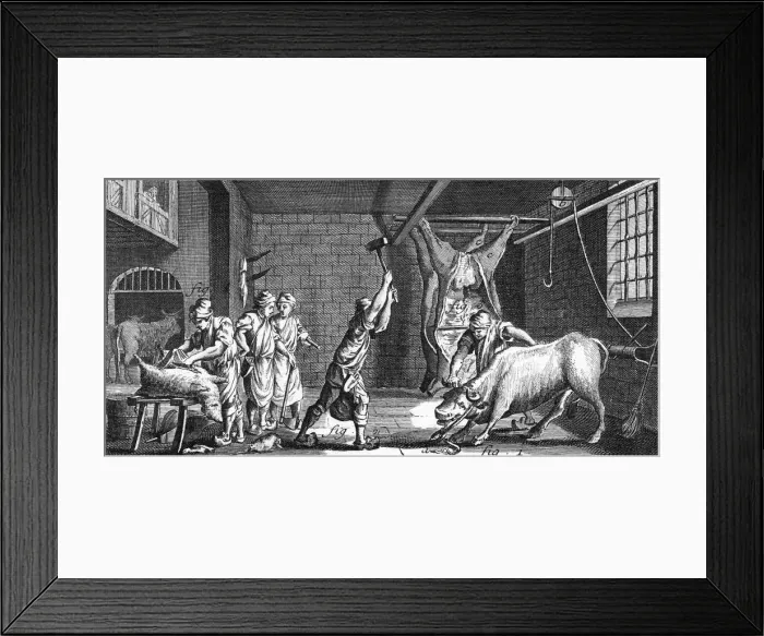 Framed Print : FRENCH BUTCHER W / A BULL Framed Print : FRENCH BUTCHER W / A BULL