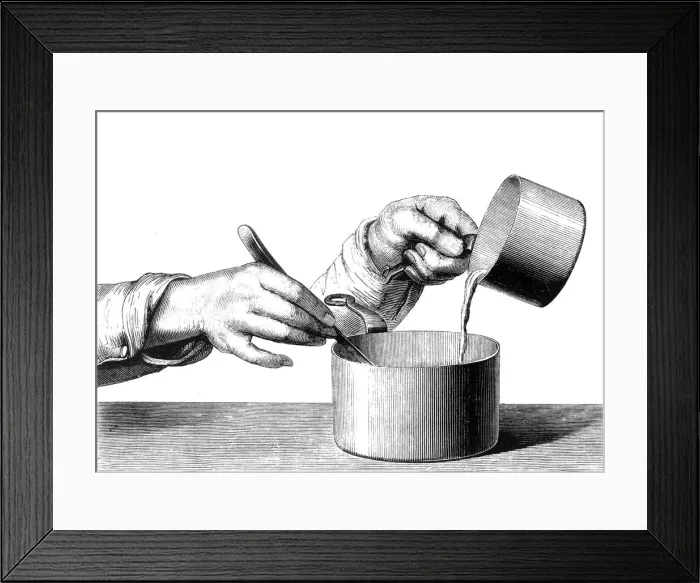 Framed Print : USING TWO SAUCEPANS Framed Print : USING TWO SAUCEPANS
