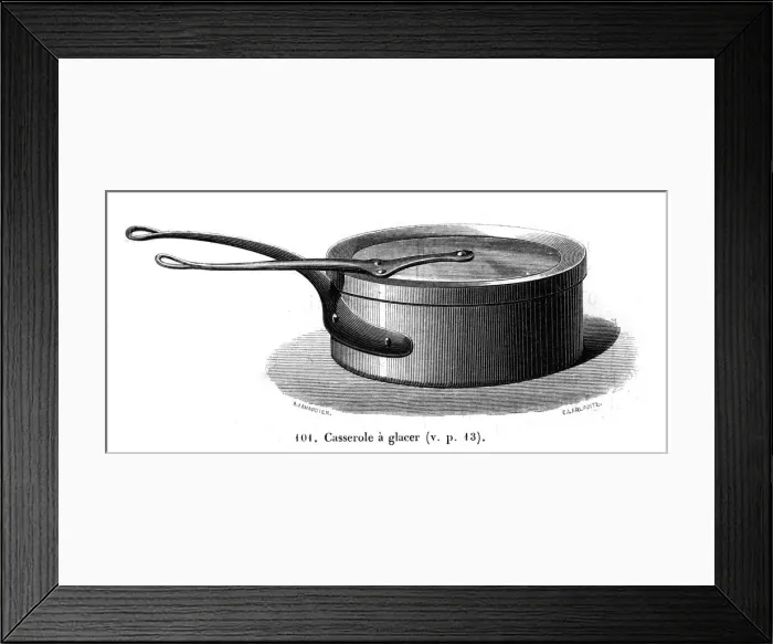 Framed Print : A metal Casserole pan - 19th century Framed Print : A metal Casserole pan - 19th century