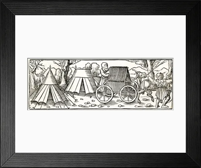 Framed Print : Cart drawn by oxen 1553 Framed Print : Cart drawn by oxen 1553